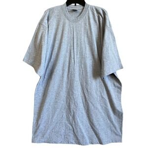 Gray T Shirt Men 3XL Crew Neck Super Heavy Workout Casual Double Line Pickleball
